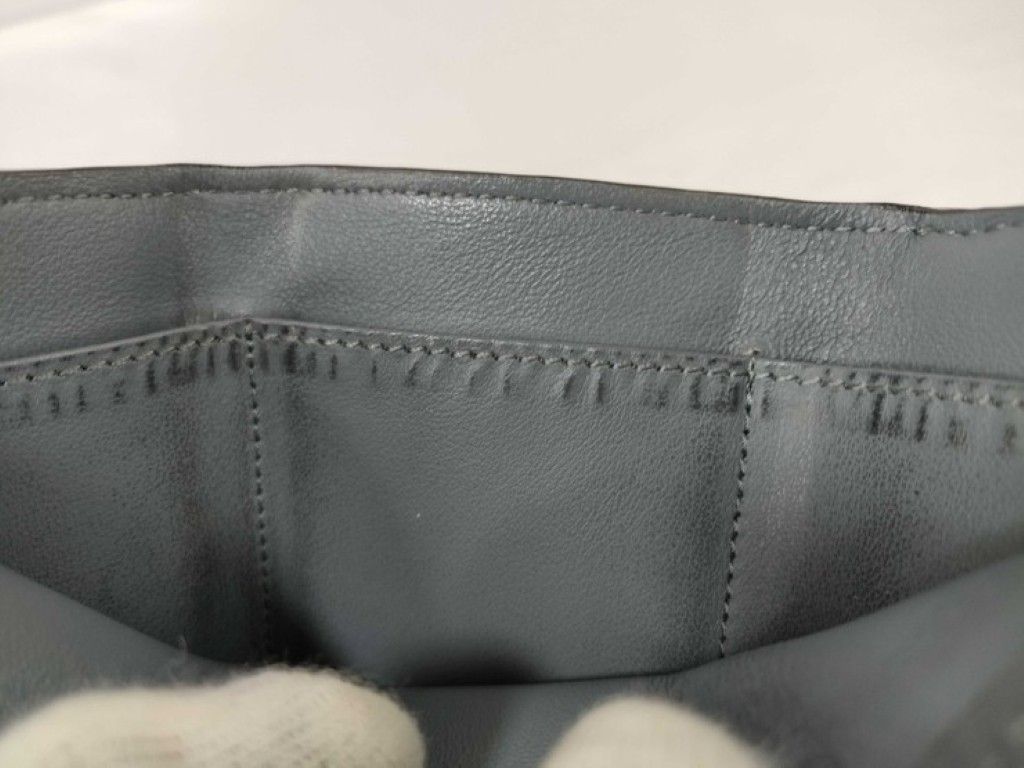 Fendi Trifold Wallet Peekaboo Selleria Micro Gray Leather Turnlock Silver — view 9