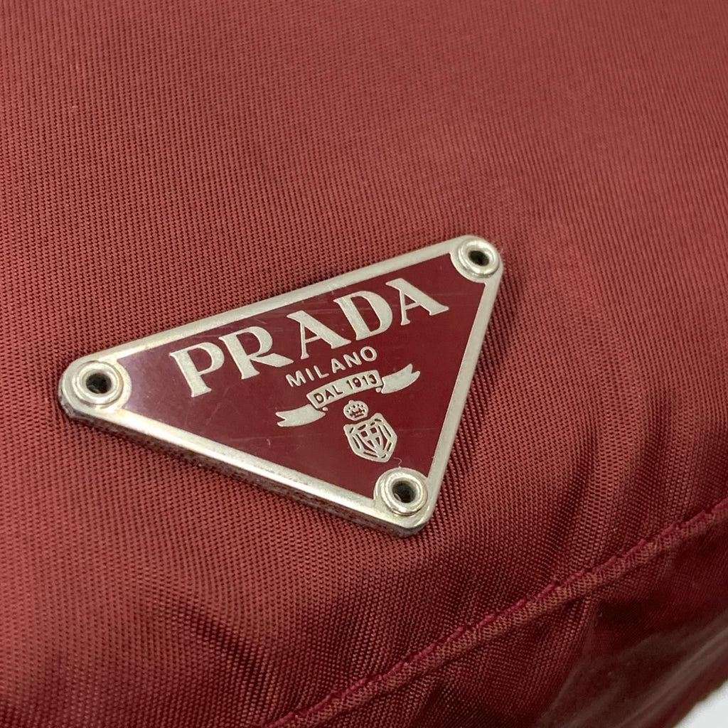 Prada Triangle Logo Nylon Shoulder Bag Brown — view 2