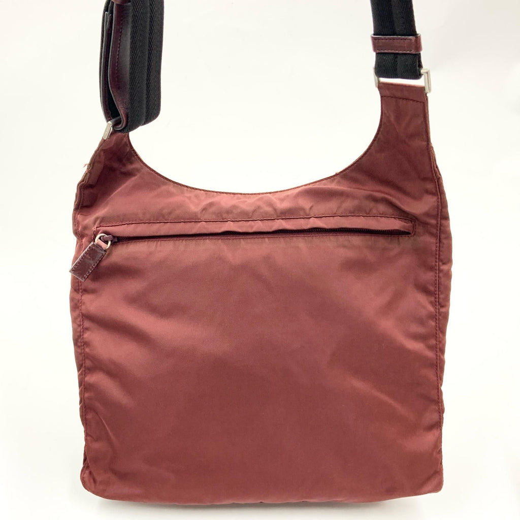 Prada Triangle Logo Nylon Shoulder Bag Brown — view 3
