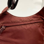 Prada Triangle Logo Nylon Shoulder Bag Brown — view 4