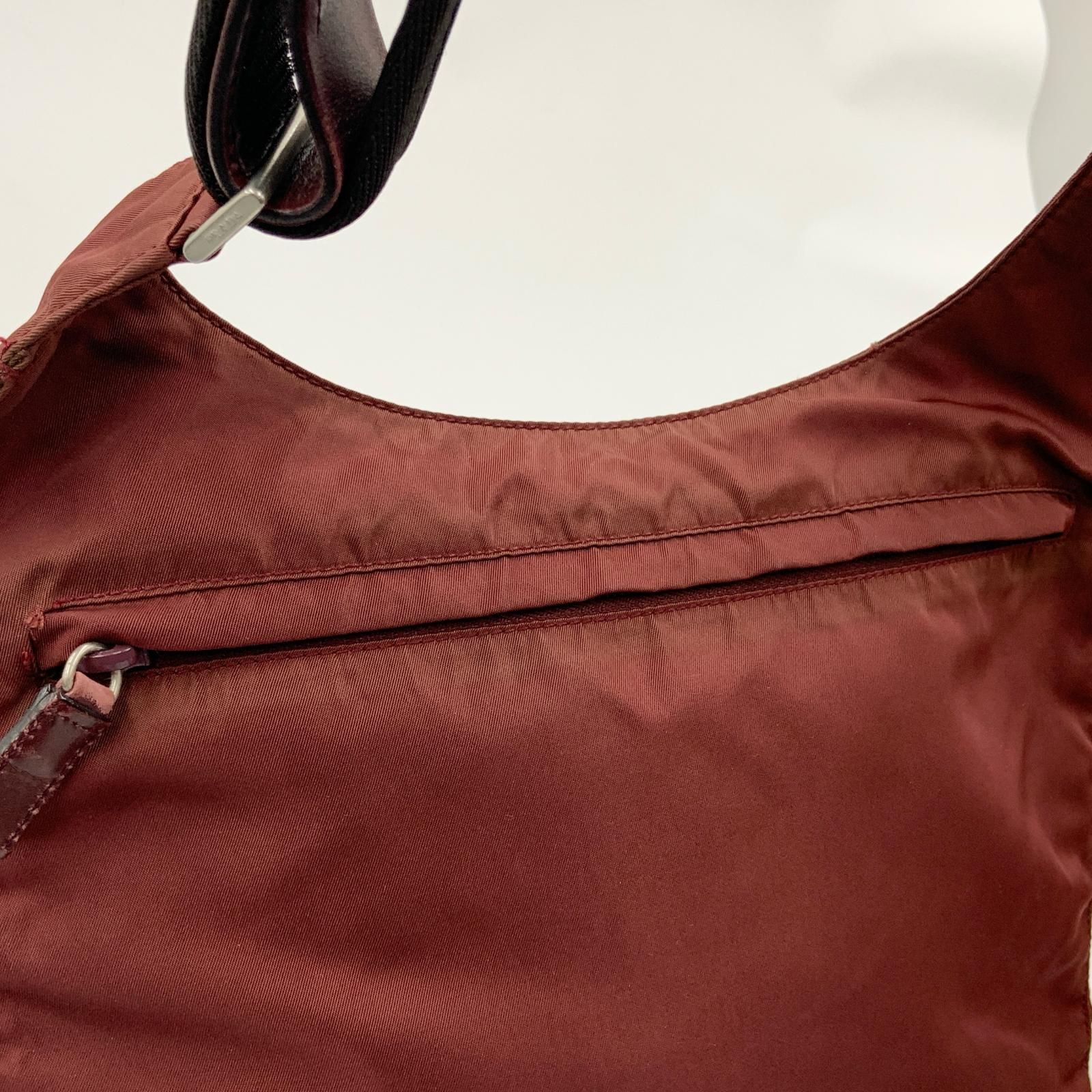 Prada Triangle Logo Nylon Shoulder Bag Brown — view 4