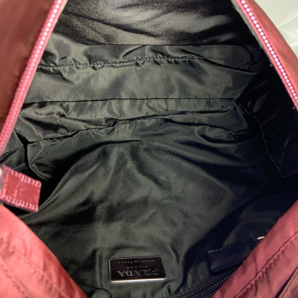 Prada Triangle Logo Nylon Shoulder Bag Brown — view 9