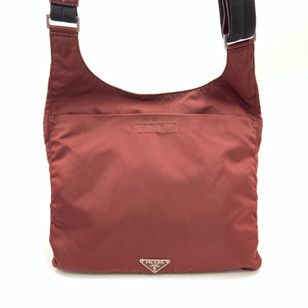 Prada Triangle Logo Nylon Shoulder Bag Brown