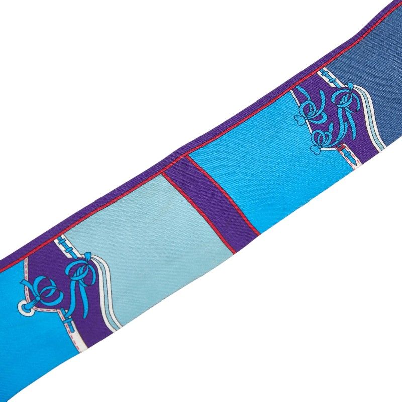 Hermes Twilly Camails Camaille Scarf Blue Silk — view 3