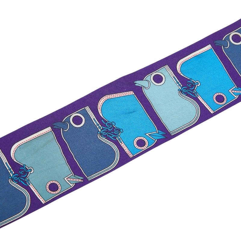 Hermes Twilly Camails Camaille Scarf Blue Silk — view 4