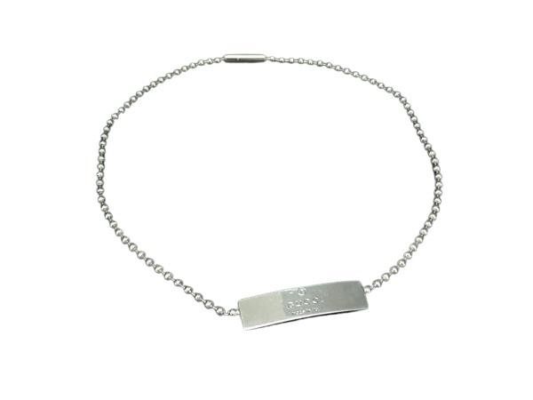 Gucci Bracelet Logo Plate Ball Chain Silver Double
