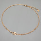 Dior CD Navy Necklace Around the 40.5 cm Crystal Pink Gold metal CD Signature