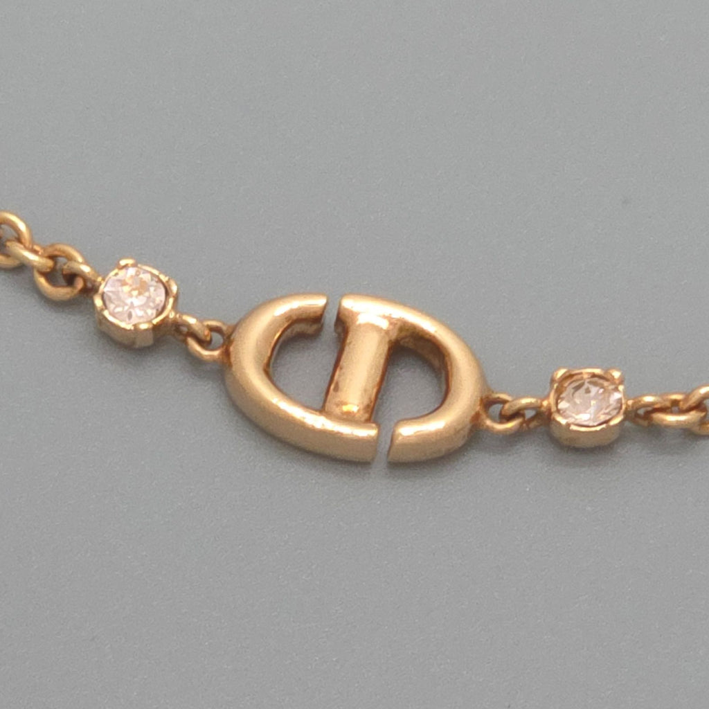 Dior CD Navy Necklace Around the 40.5 cm Crystal Pink Gold metal CD Signature — view 2