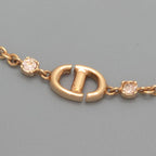 Dior CD Navy Necklace Around the 40.5 cm Crystal Pink Gold metal CD Signature — view 2