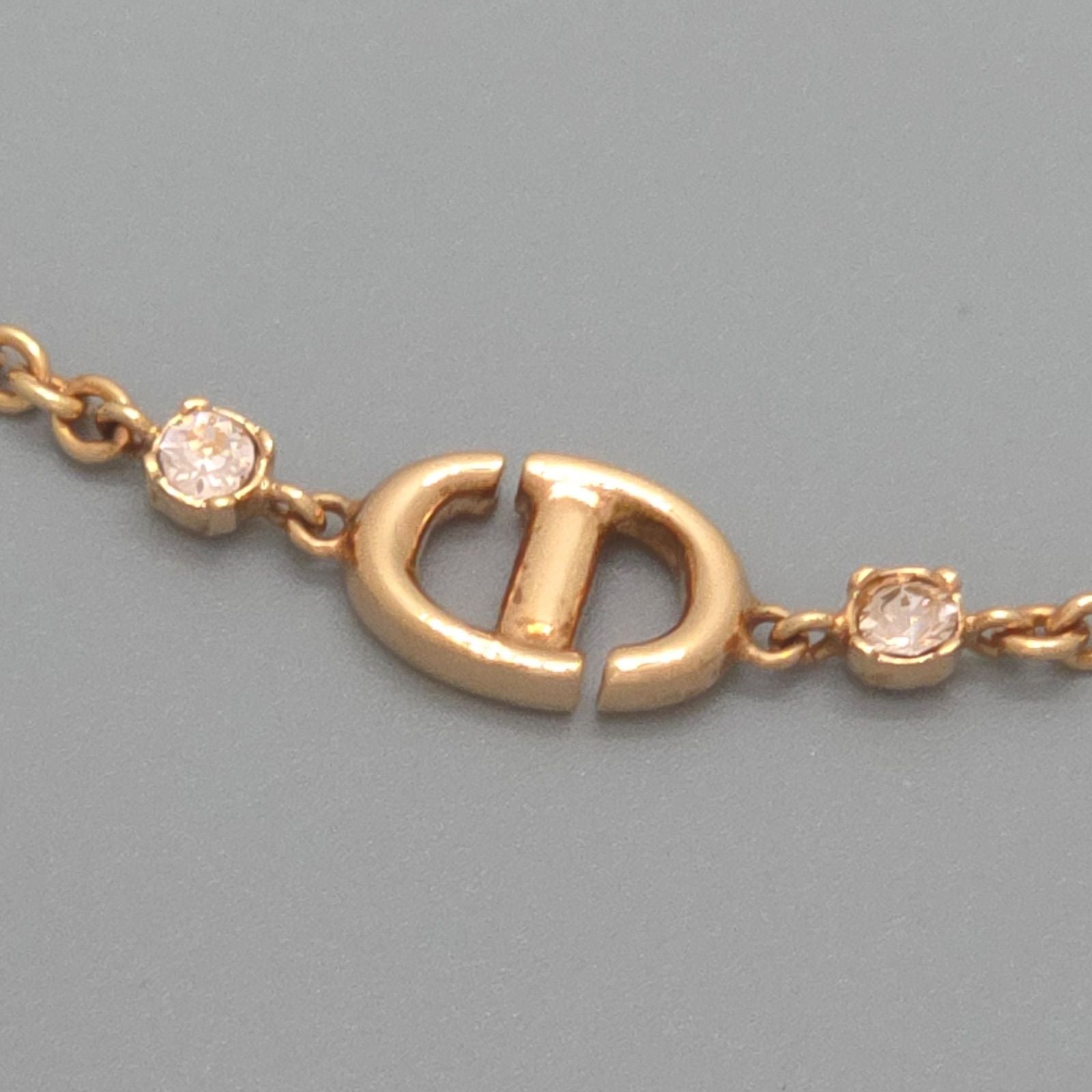 Dior CD Navy Necklace Around the 40.5 cm Crystal Pink Gold metal CD Signature — view 2