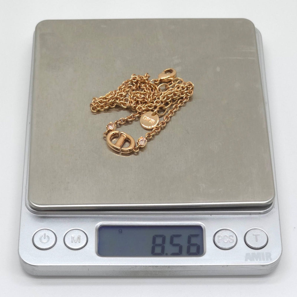 Dior CD Navy Necklace Around the 40.5 cm Crystal Pink Gold metal CD Signature — view 7