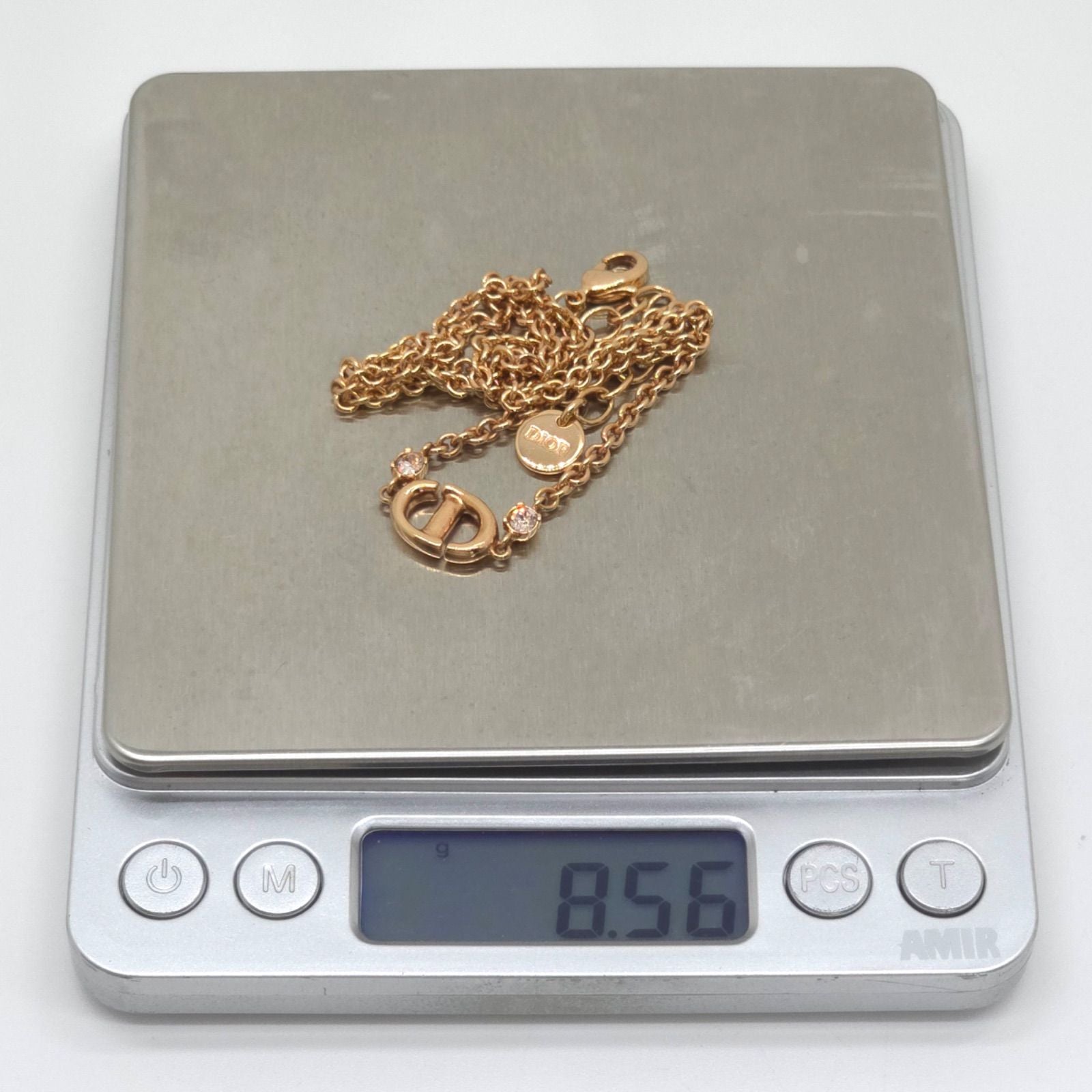 Dior CD Navy Necklace Around the 40.5 cm Crystal Pink Gold metal CD Signature — view 7