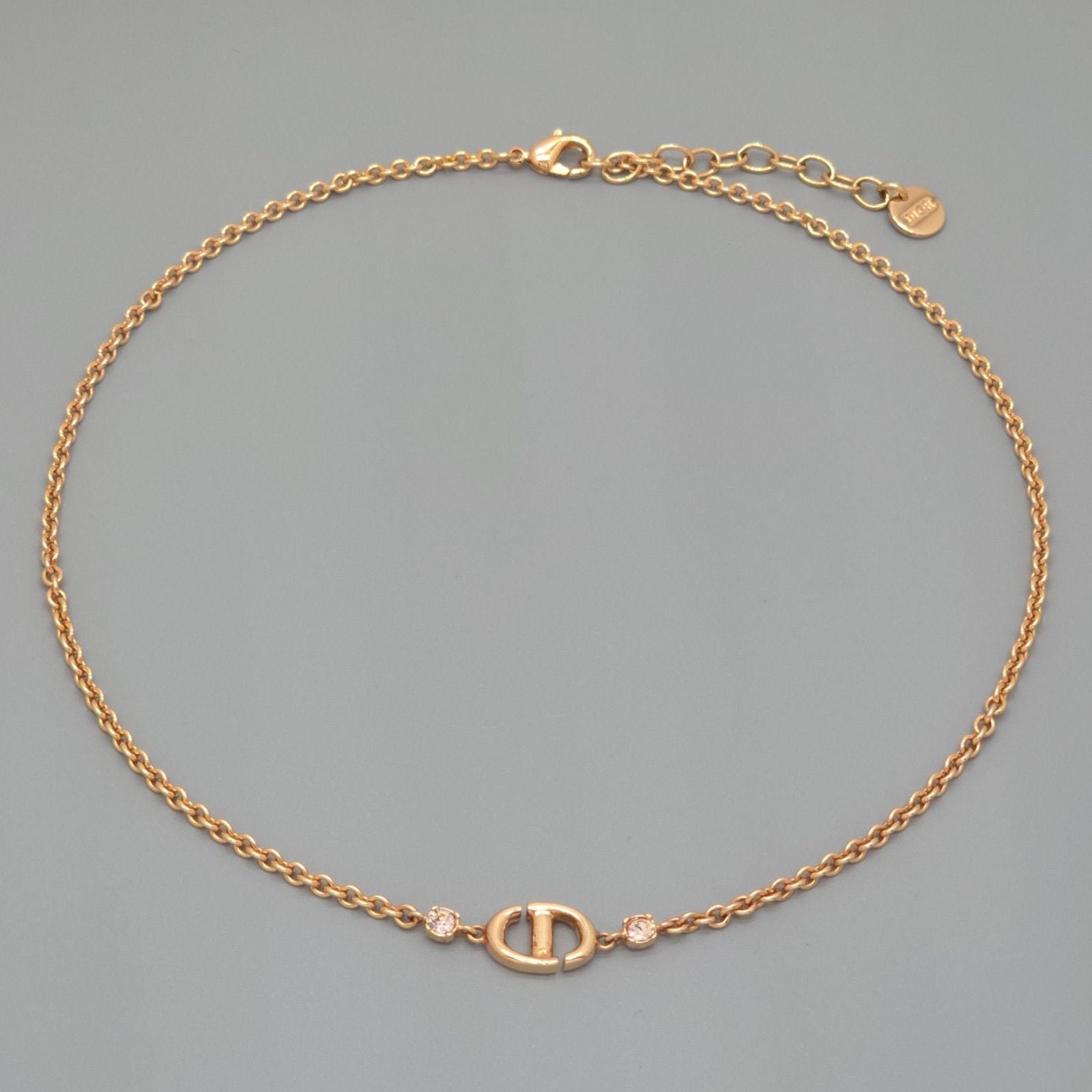 Dior CD Navy Necklace Around the 40.5 cm Crystal Pink Gold metal CD Signature — view 9
