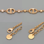 Dior CD Navy Necklace Around the 40.5 cm Crystal Pink Gold metal CD Signature — view 5