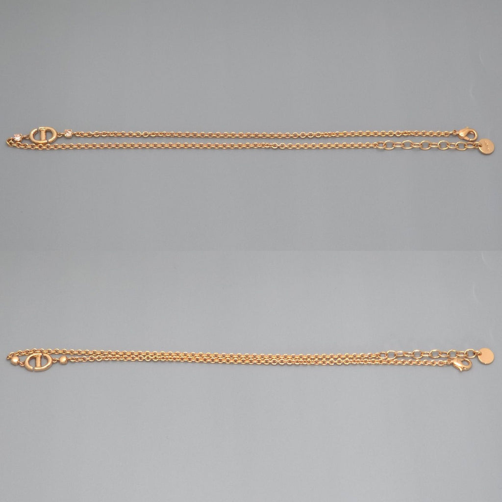 Dior CD Navy Necklace Around the 40.5 cm Crystal Pink Gold metal CD Signature — view 3
