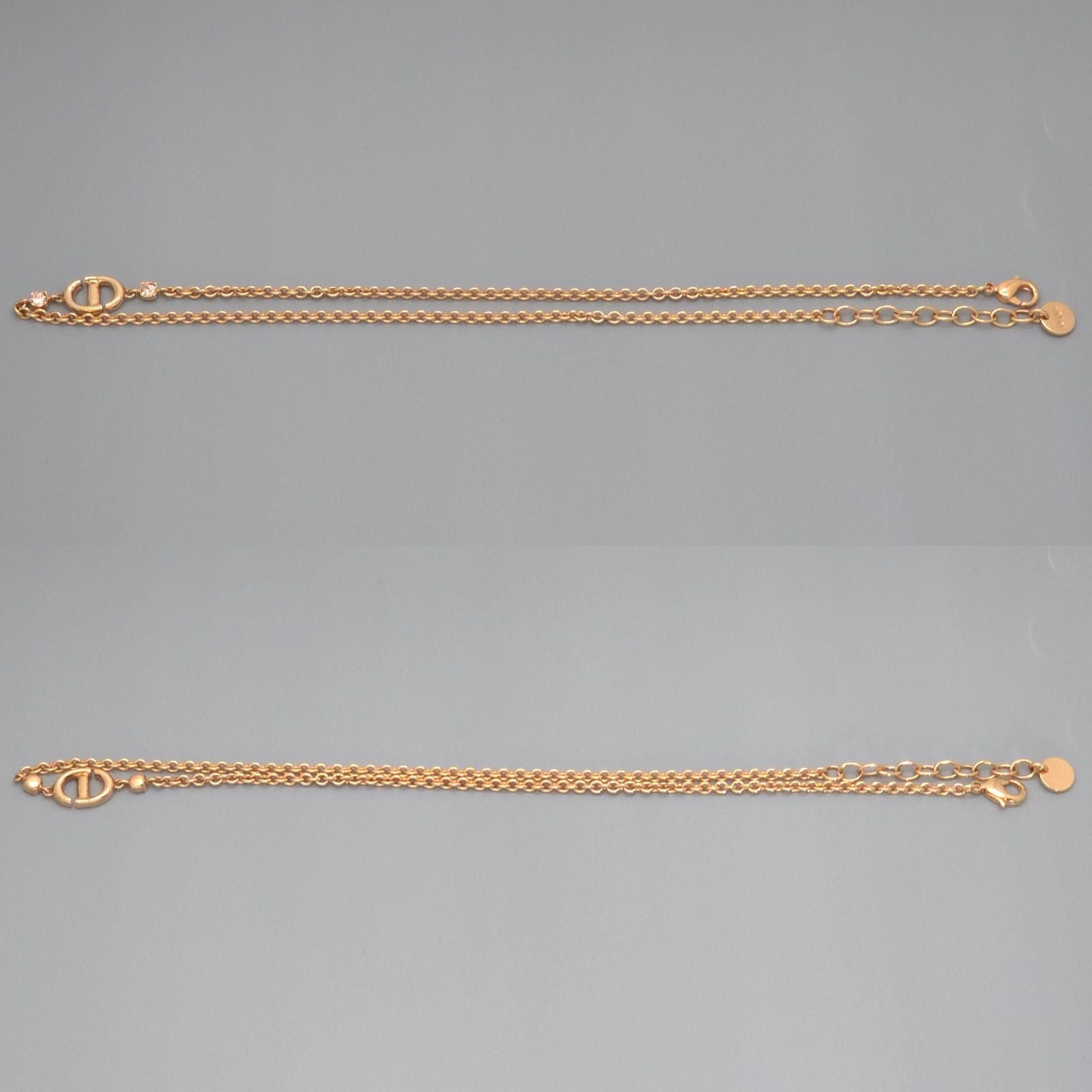 Dior CD Navy Necklace Around the 40.5 cm Crystal Pink Gold metal CD Signature — view 3