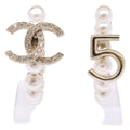 Chanel Gold CC Logo Fakepearl Hoop Earrings