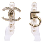 Chanel Gold CC Logo Fakepearl Hoop Earrings