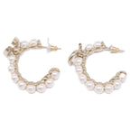 Chanel Gold CC Logo Fakepearl Hoop Earrings — view 2