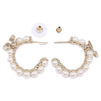 Chanel Gold CC Logo Fakepearl Hoop Earrings — view 8