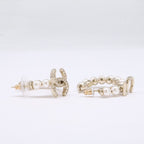Chanel Gold CC Logo Fakepearl Hoop Earrings — view 5