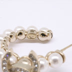 Chanel Gold CC Logo Fakepearl Hoop Earrings — view 9