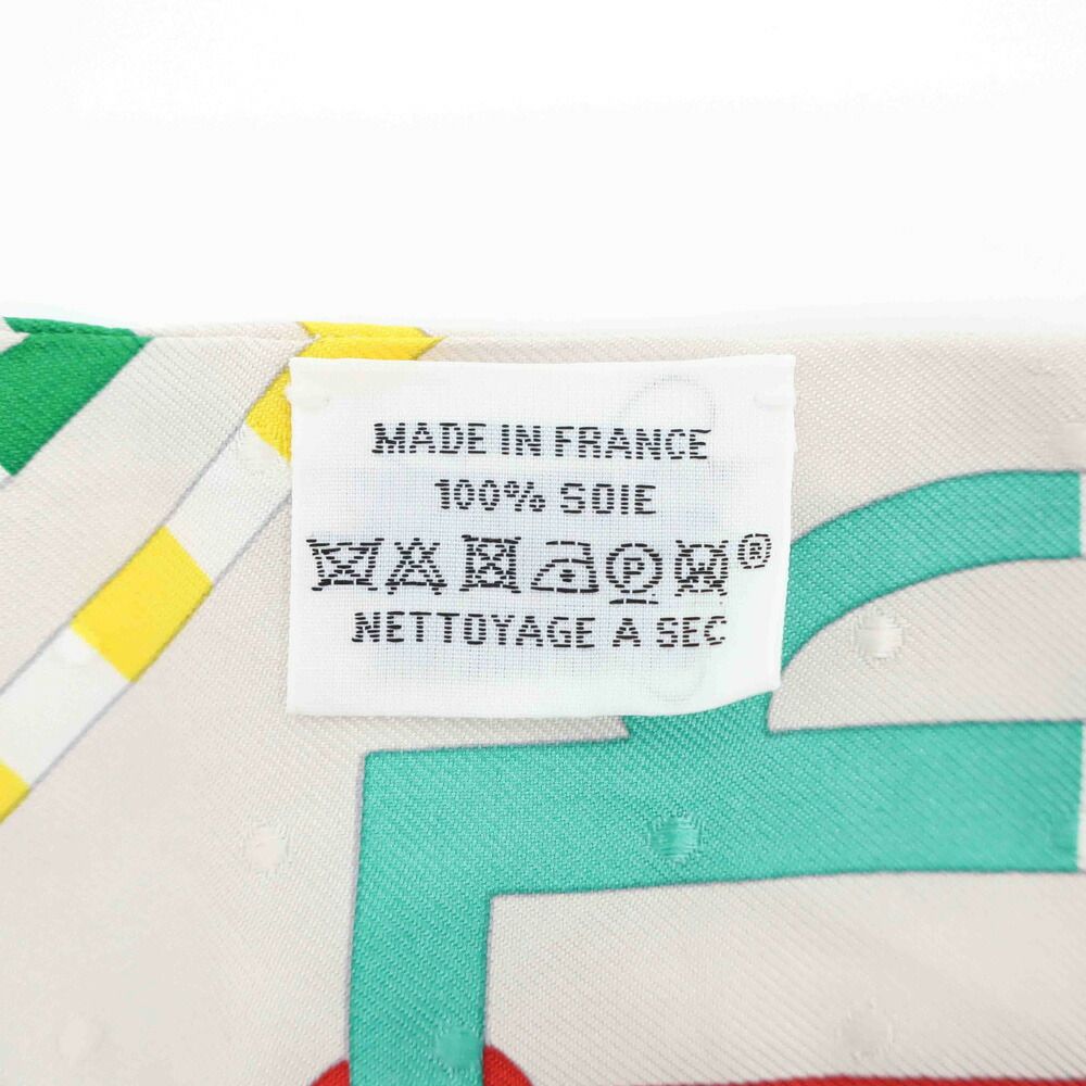 Hermes white: Twilly Scarf Buckle Bouclerie Moderne Gray Multicolor Silk — view 8