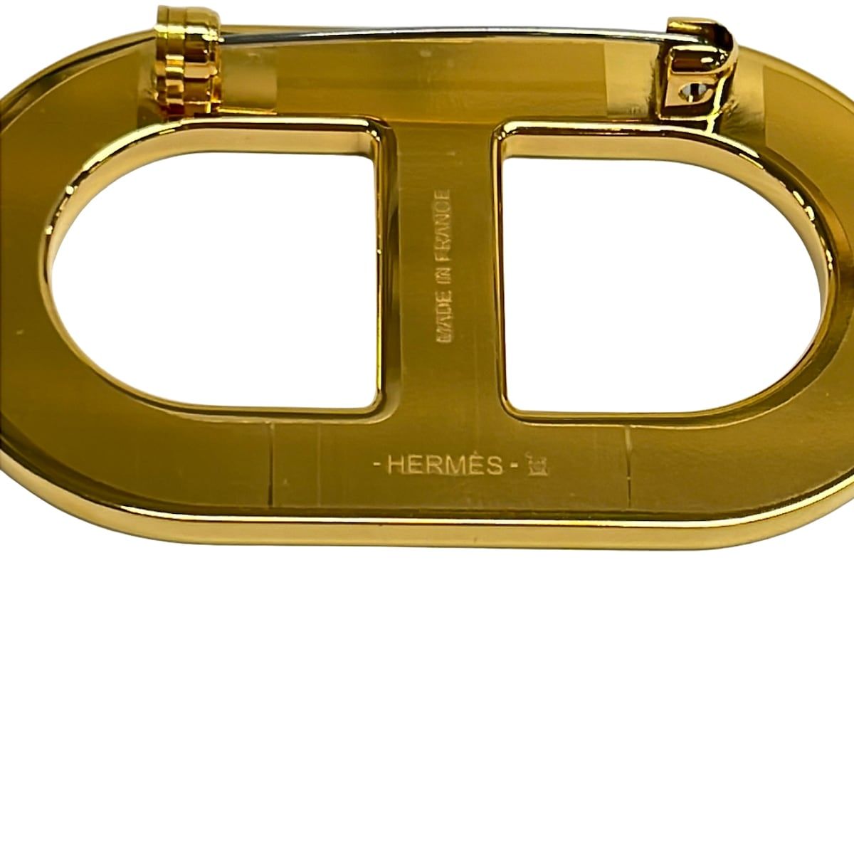 Hermes Brooch Chaine D'ancre Leather Gold Dark Brown — view 3