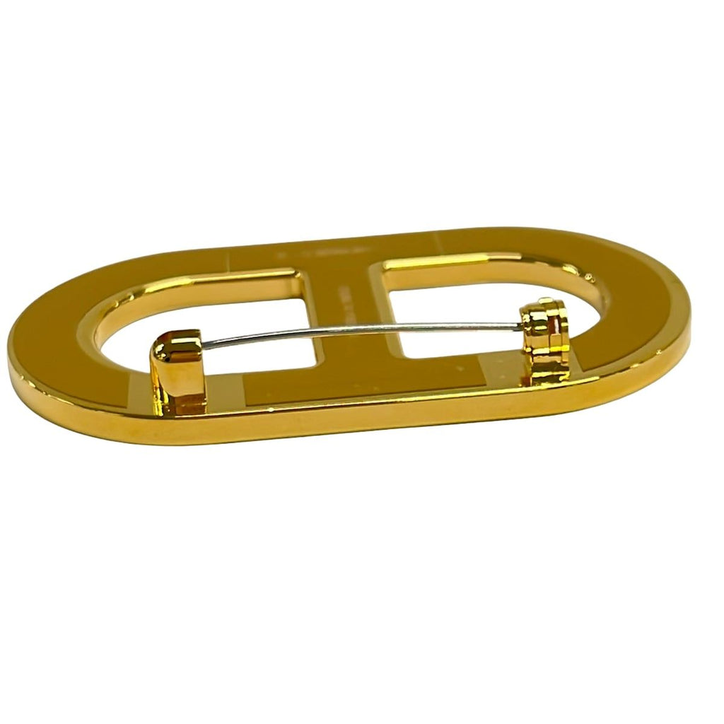 Hermes Brooch Chaine D'ancre Leather Gold Dark Brown — view 4