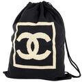 Chanel Sports Line Backpack Nap Sac CC Logo Fabric Black