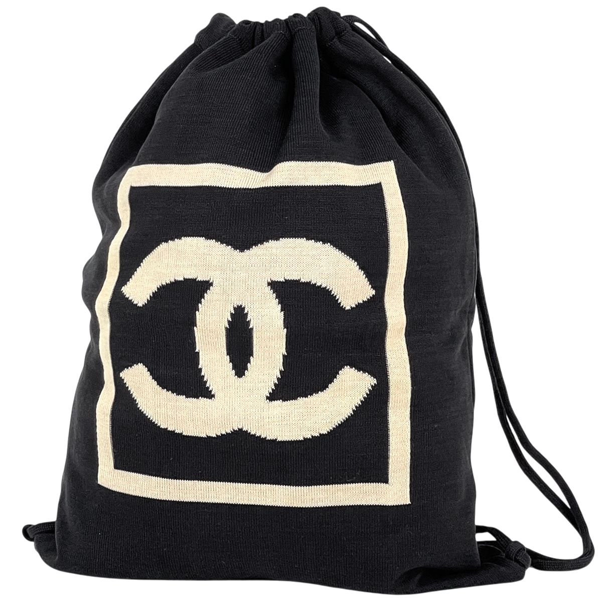 Chanel Sports Line Backpack Nap Sac CC Logo Fabric Black