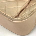 Chanel CC Logo Chain Shoulder Bag Quilted Leather Beige — view 3