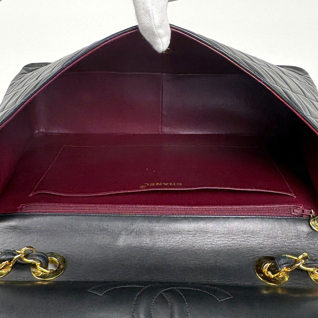Chanel Big Quilted Single Flap Chain Shoulder Bag CC Logo Leather Black — view 8