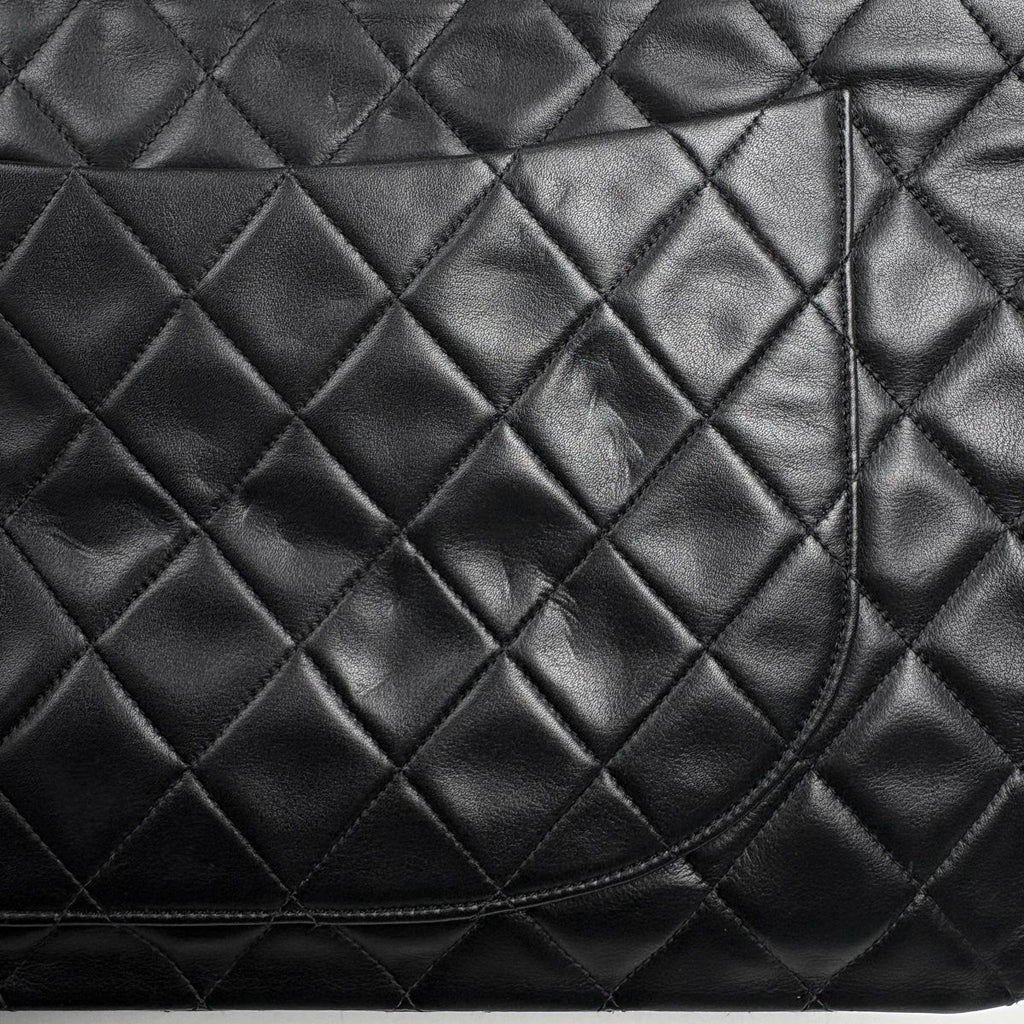 Chanel Big Quilted Single Flap Chain Shoulder Bag CC Logo Leather Black — view 4