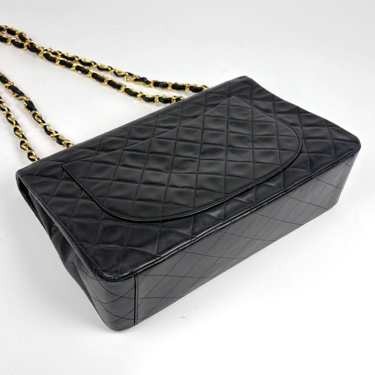 Chanel Big Quilted Single Flap Chain Shoulder Bag CC Logo Leather Black — view 2
