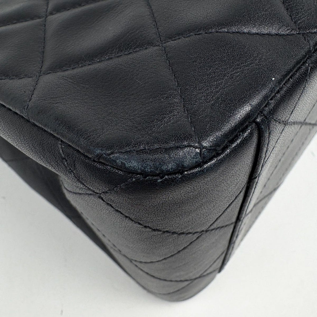 Chanel Big Quilted Single Flap Chain Shoulder Bag CC Logo Leather Black — view 3