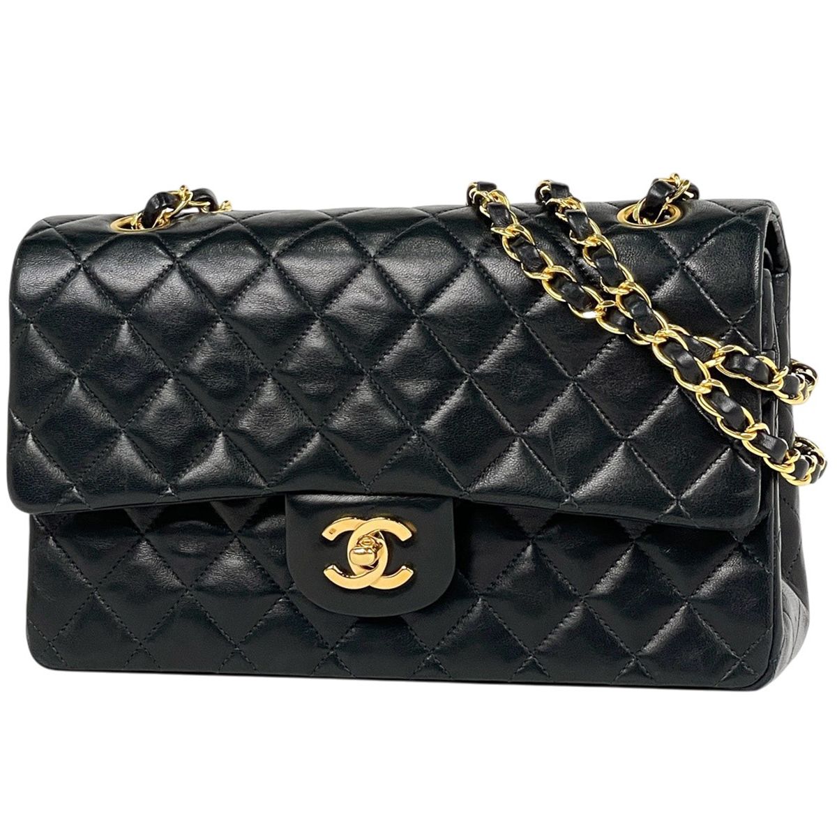 Chanel Quilted Double Flap Chain Shoulder Bag CC Logo Leather