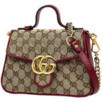 Gucci GG Marmont 2-Way Chain Shoulder Bag Double Canvas Red Beige