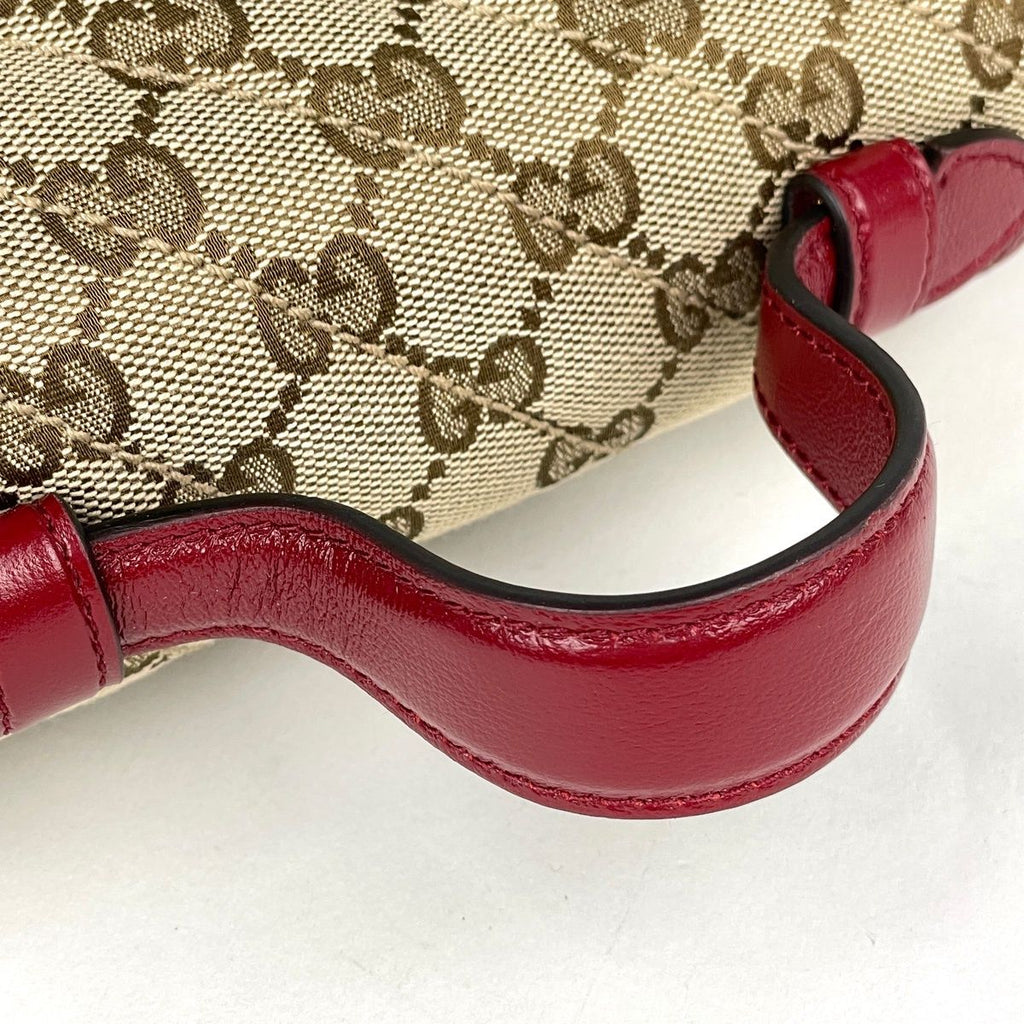 Gucci GG Marmont 2-Way Chain Shoulder Bag Double Canvas Red Beige — view 6