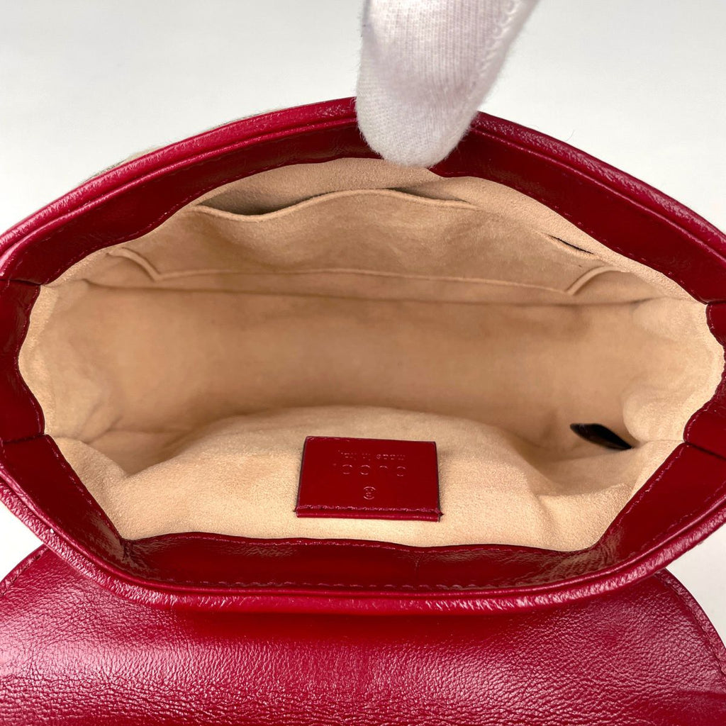 Gucci GG Marmont 2-Way Chain Shoulder Bag Double Canvas Red Beige — view 8
