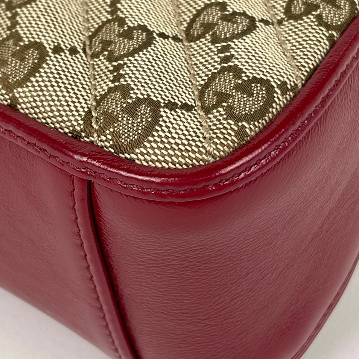 Gucci GG Marmont 2-Way Chain Shoulder Bag Double Canvas Red Beige — view 3
