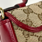 Gucci GG Marmont 2-Way Chain Shoulder Bag Double Canvas Red Beige — view 5