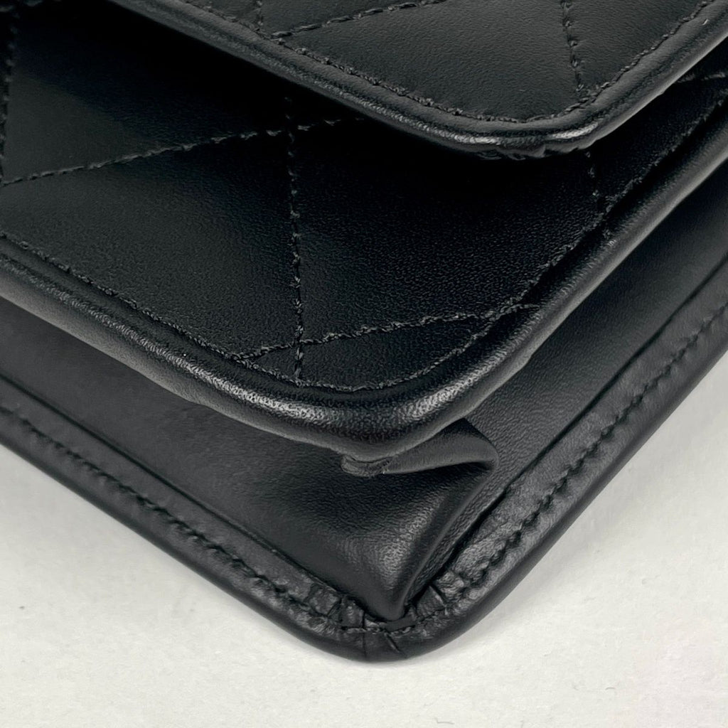 Chanel Cambon Line Chain Shoulder Bag Wallet Leather Black — view 3