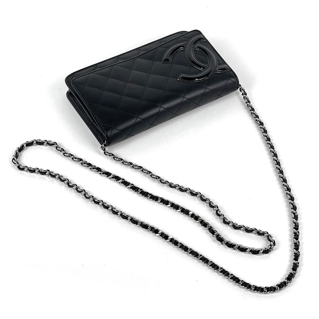 Chanel Cambon Line Chain Shoulder Bag Wallet Leather Black — view 5