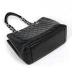 Chanel CC Logo Chain Tote Quilted Grand Shopping GST Caviar Leather Black — view 2