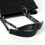 Chanel CC Logo Chain Tote Quilted Grand Shopping GST Caviar Leather Black — view 7