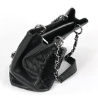 Chanel CC Logo Chain Tote Quilted Grand Shopping GST Caviar Leather Black — view 3