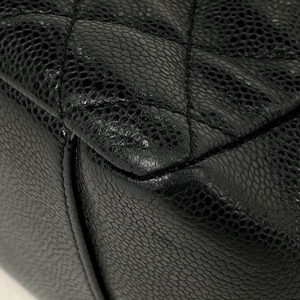 Chanel CC Logo Chain Tote Quilted Grand Shopping GST Caviar Leather Black — view 4