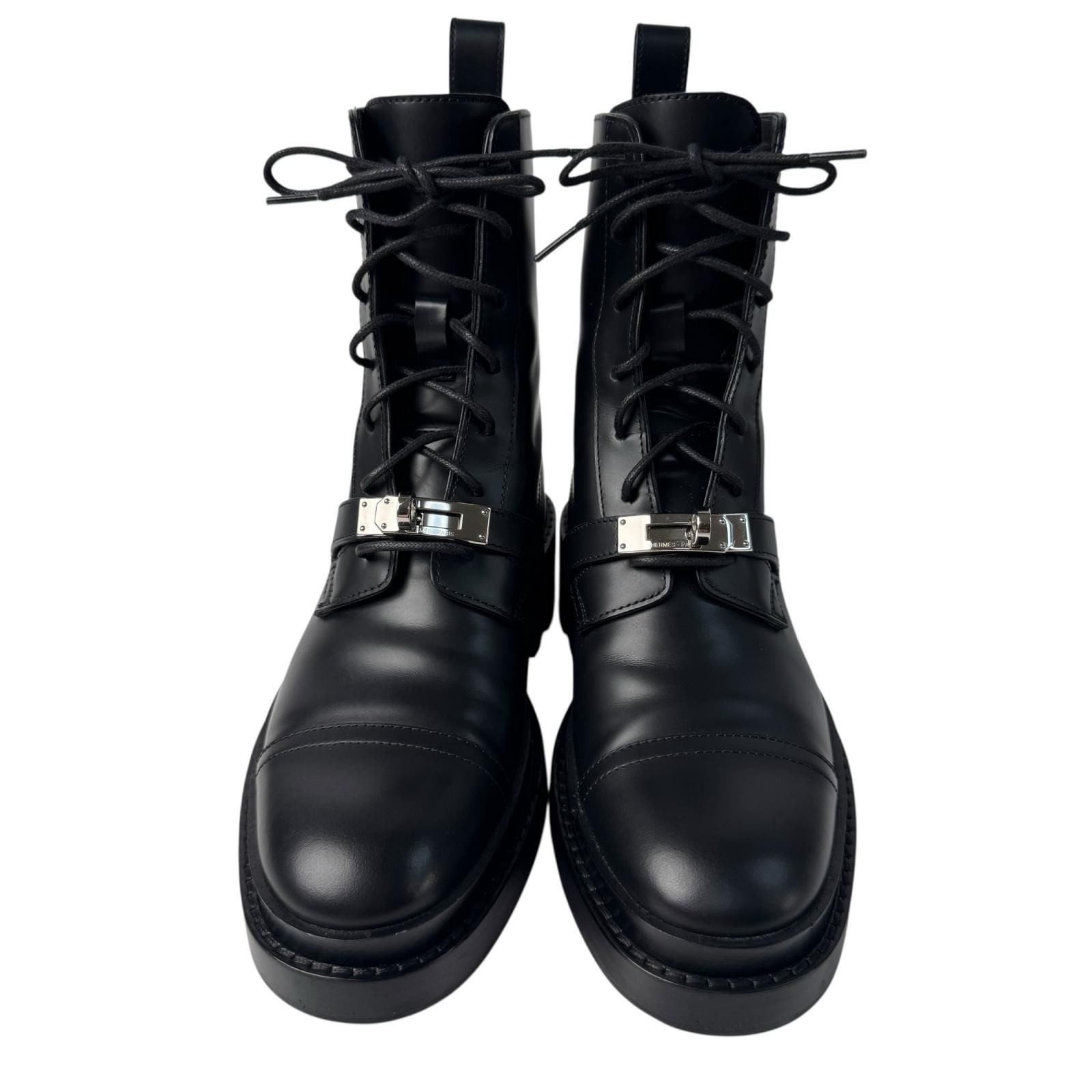 Hermes Funk Kelly Boots 35 Leather Black