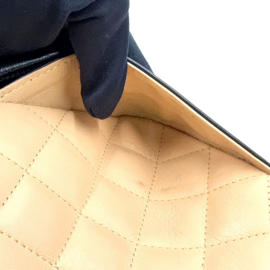 Chanel Cambon Line Lambskin Black Beige Shoulder Bag Silver — view 9